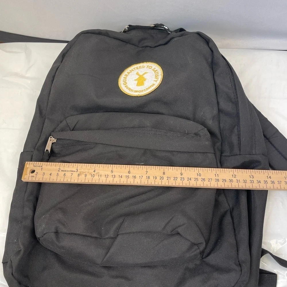 Dutch Bros Black Backpack w Yellow Windmill Logo Patch